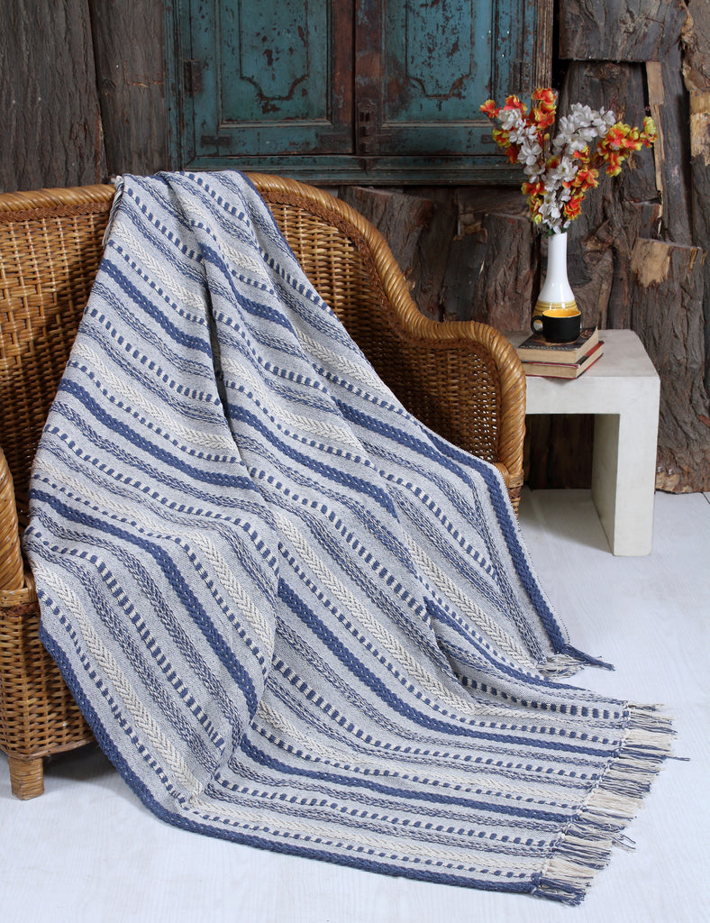 Handwoven Cotton Boho Throw Blanket with Tassels – All Season Throw for Decorative Luxury in Living Room or Bedroom, Soft Cozy Couch Sofa Bed Blanket, 50x60 Inches