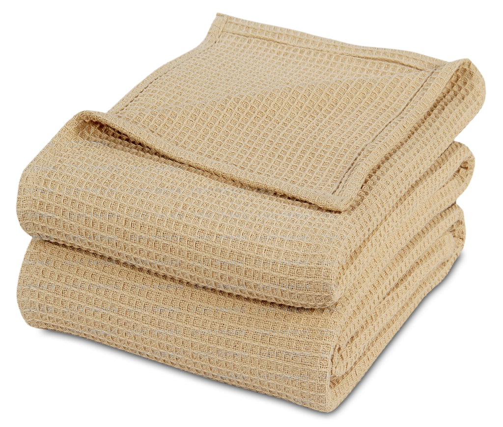 100% Combed Cotton Waffle Weave Soft Cozy All Season Thermal Blankets
