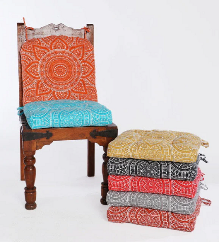 U-shape Hand Made Cotton Cushion 16''x16'', Cushions for chair, chair cushion, pad with ties