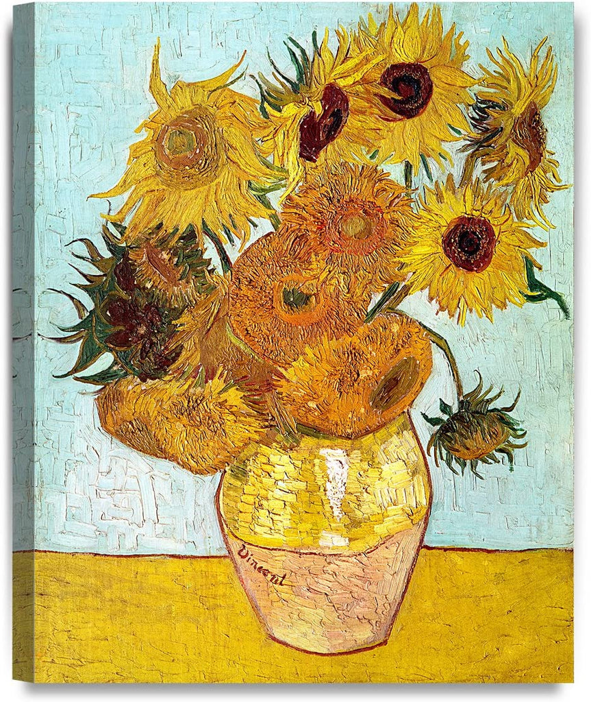 Twelve Sunflowers, Vincent Van Gogh Art Reproduction. Giclee Canvas Prints Wall Art for Home Office Decor