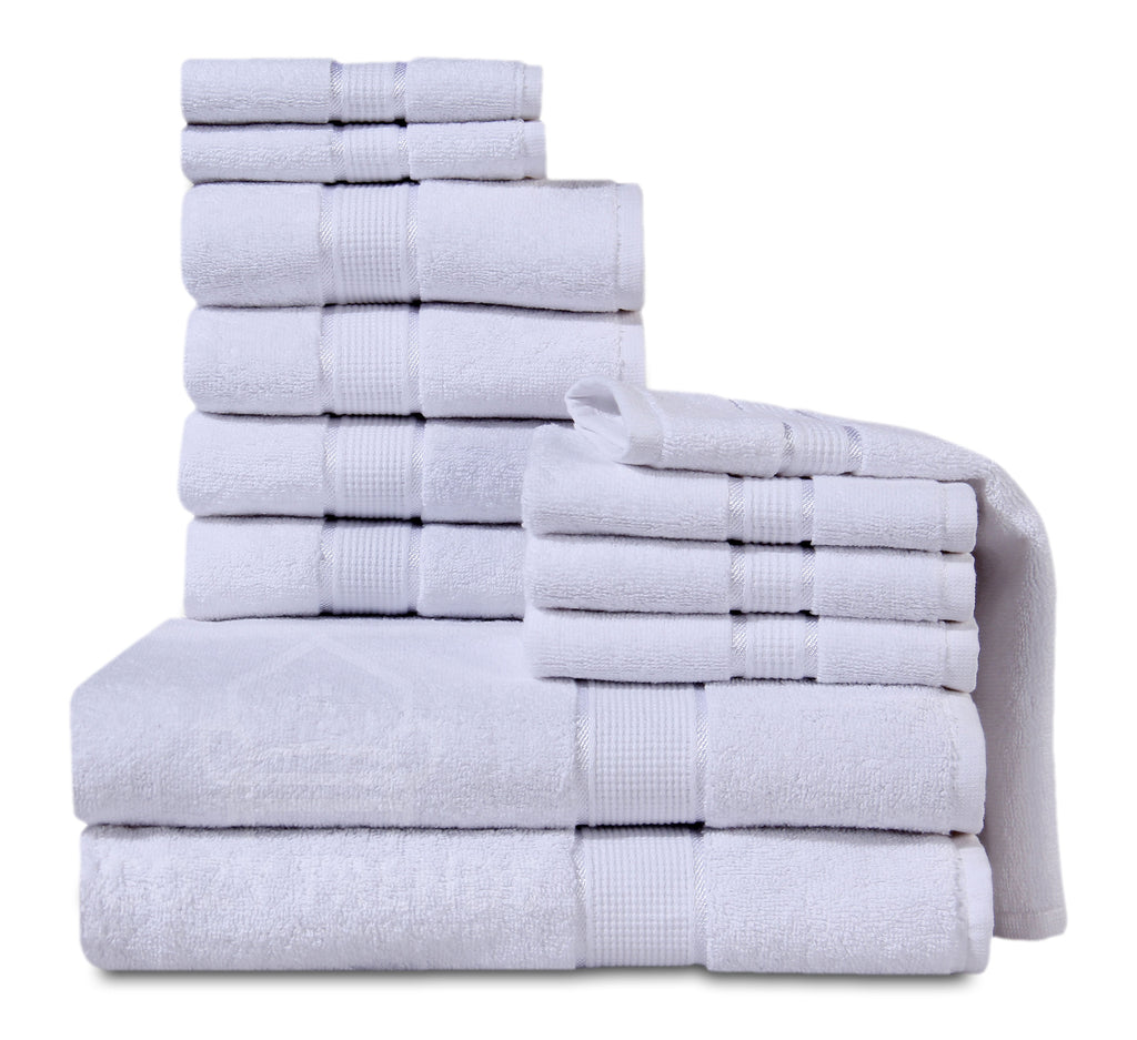 100% Ringspun Cotton Absorbent 600 GSM 12PC Bathroom Towel Set