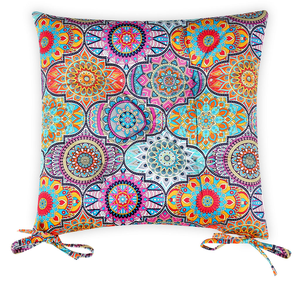 Cotton - Comfortable Chair Pads Cushions with Ties ,Thick Cotton Filling, for Dining | Office | Kitchen | Home | Living Room 16”x16'' | 3'' Thick