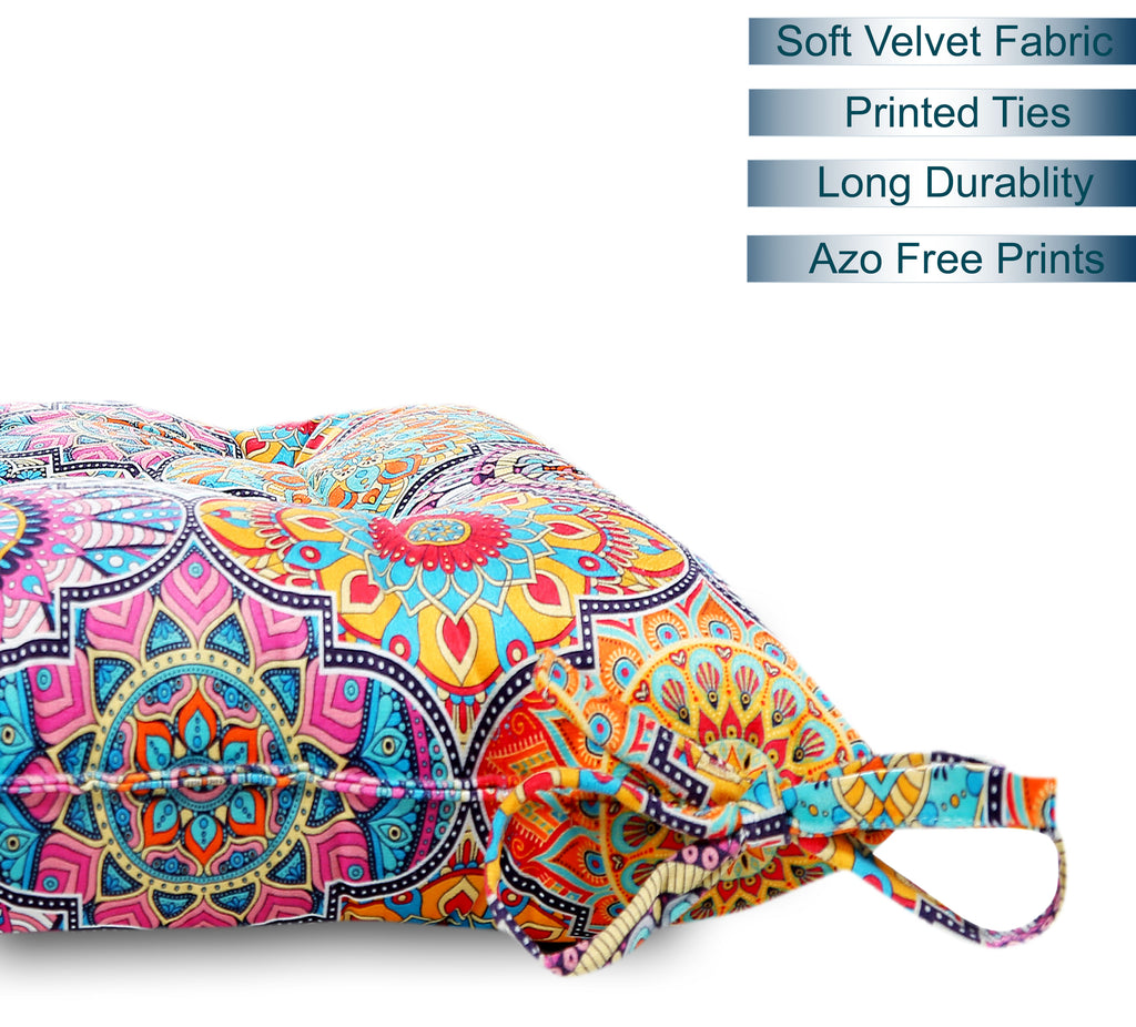 Cotton - Comfortable Chair Pads Cushions with Ties ,Thick Cotton Filling, for Dining | Office | Kitchen | Home | Living Room 16”x16'' | 3'' Thick