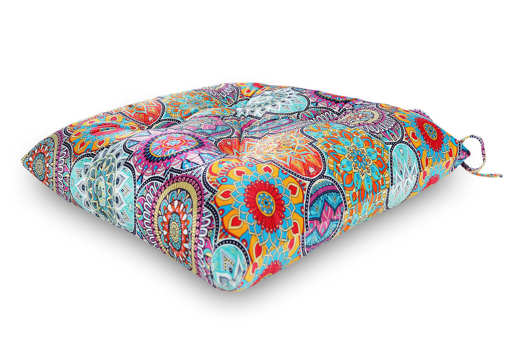 Cotton - Comfortable Chair Pads Cushions with Ties ,Thick Cotton Filling, for Dining | Office | Kitchen | Home | Living Room 16”x16'' | 3'' Thick