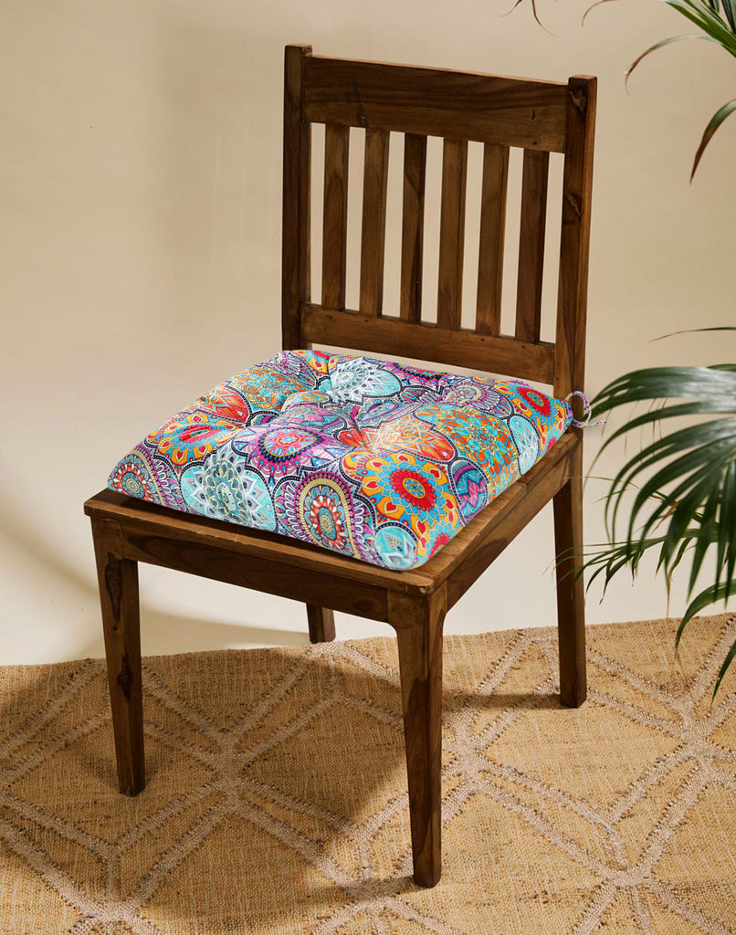 Cotton - Comfortable Chair Pads Cushions with Ties ,Thick Cotton Filling, for Dining | Office | Kitchen | Home | Living Room 16”x16'' | 3'' Thick