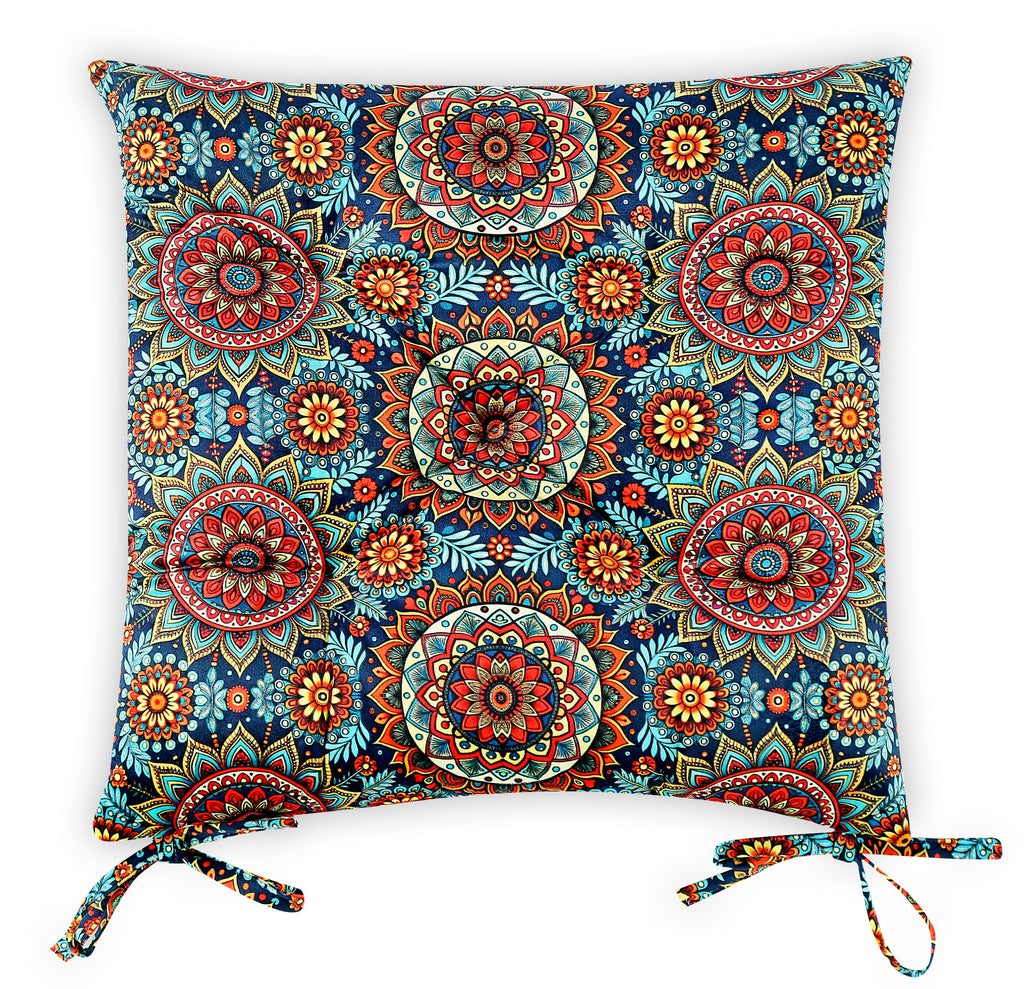 Cotton - Comfortable Chair Pads Cushions with Ties ,Thick Cotton Filling, for Dining | Office | Kitchen | Home | Living Room 16”x16'' | 3'' Thick