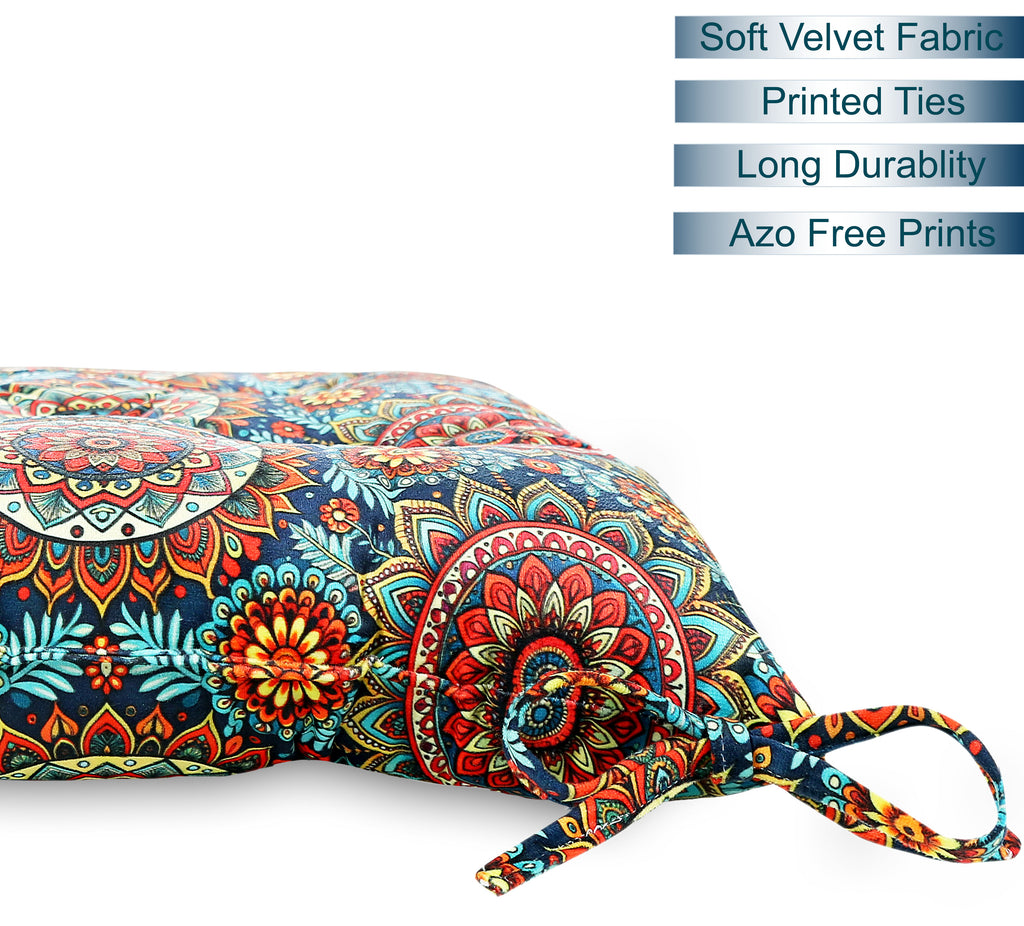 Cotton - Comfortable Chair Pads Cushions with Ties ,Thick Cotton Filling, for Dining | Office | Kitchen | Home | Living Room 16”x16'' | 3'' Thick