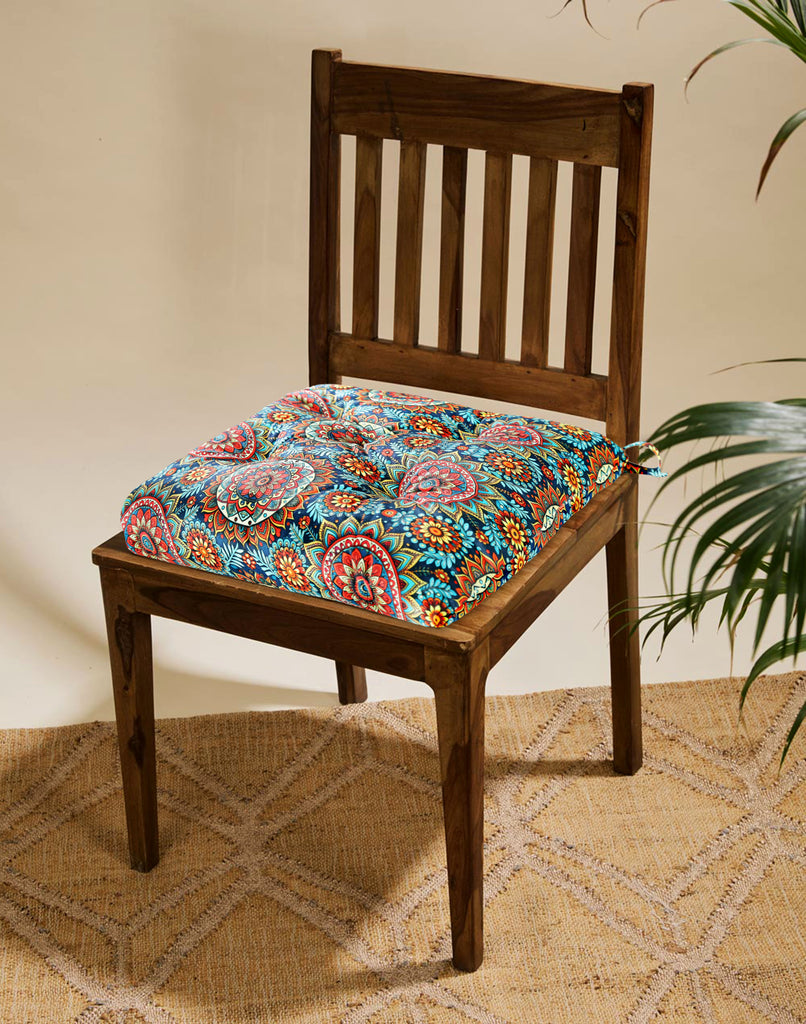 Cotton - Comfortable Chair Pads Cushions with Ties ,Thick Cotton Filling, for Dining | Office | Kitchen | Home | Living Room 16”x16'' | 3'' Thick
