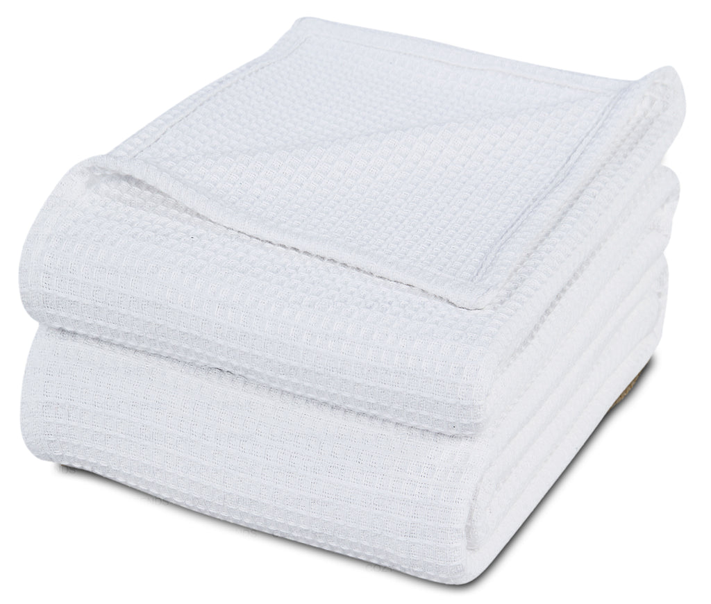 100% Combed Cotton Waffle Weave Soft Cozy All Season Thermal Blankets