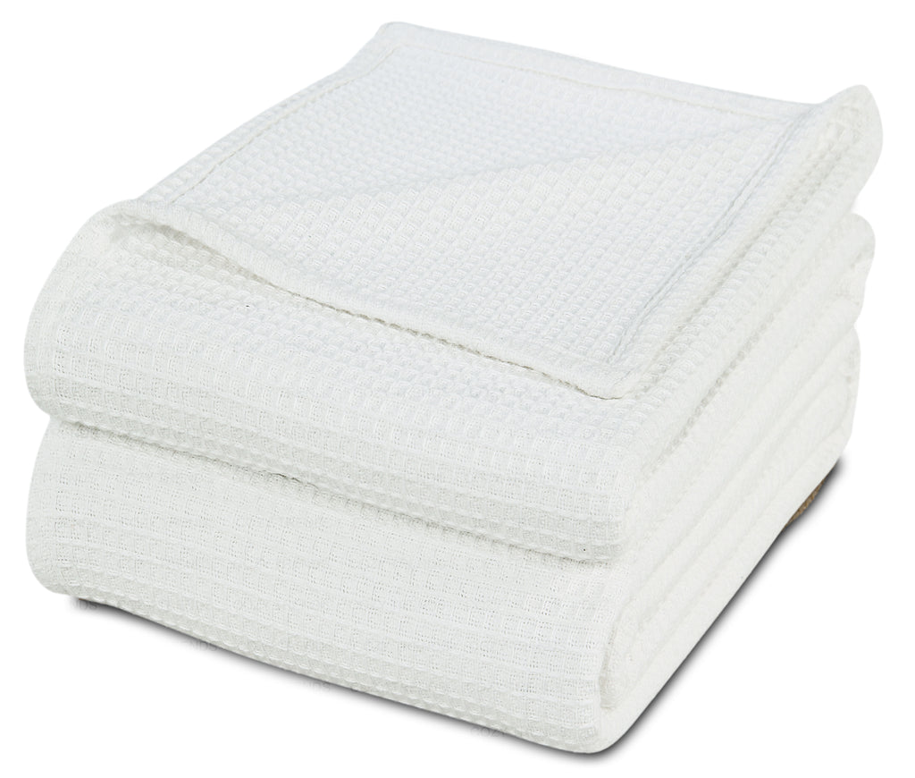 100% Combed Cotton Waffle Weave Soft Cozy All Season Thermal Blankets