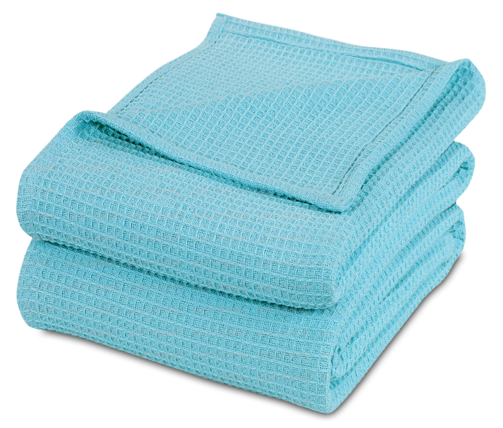 100% Combed Cotton Waffle Weave Soft Cozy All Season Thermal Blankets