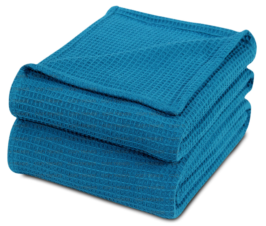 100% Combed Cotton Waffle Weave Soft Cozy All Season Thermal Blankets