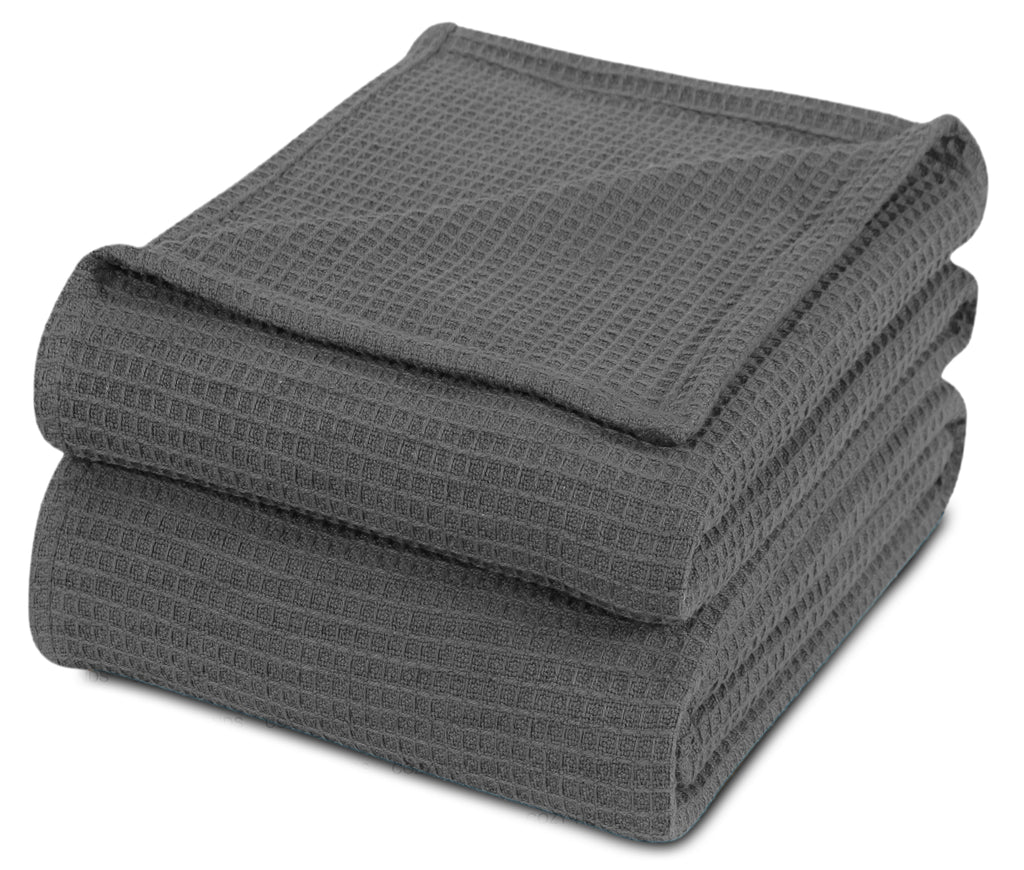 100% Combed Cotton Waffle Weave Soft Cozy All Season Thermal Blankets