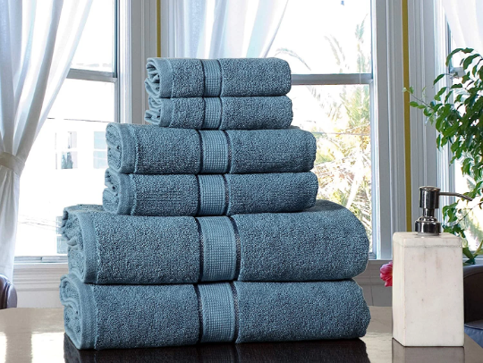 100% Ringspun Cotton Absorbent 600 GSM 6PC Bathroom Towel Set