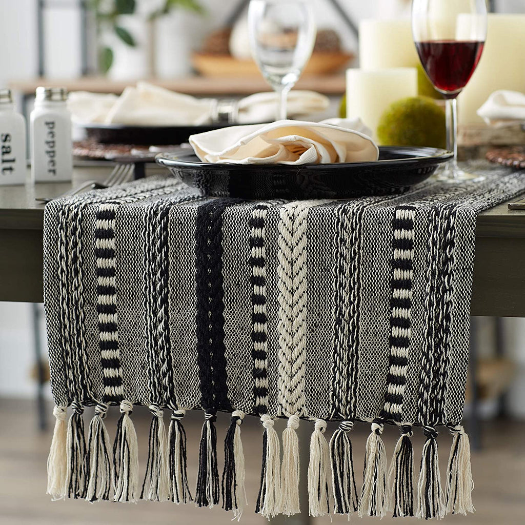 Farmhouse Braided Table Runner, 15x72 Cotton Hand Woven