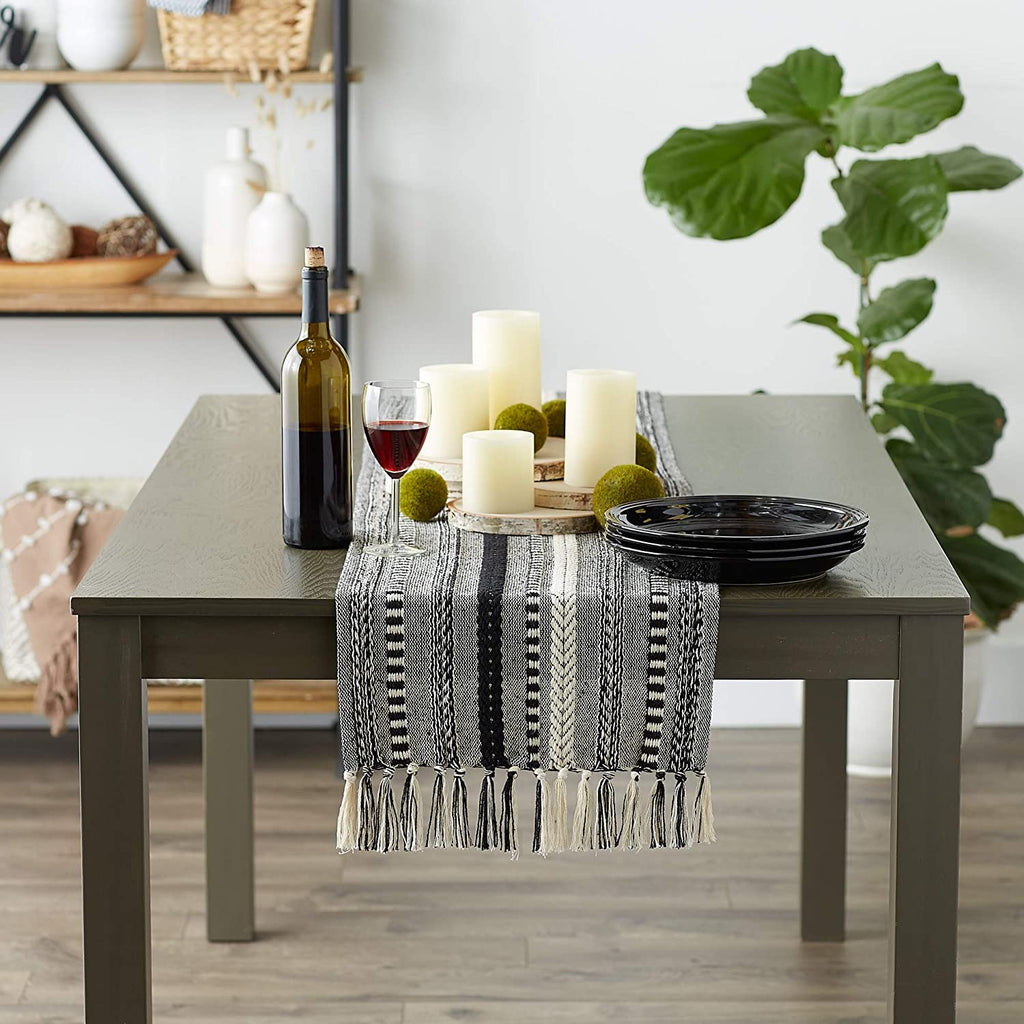 Farmhouse Braided Table Runner, 15x72 Cotton Hand Woven
