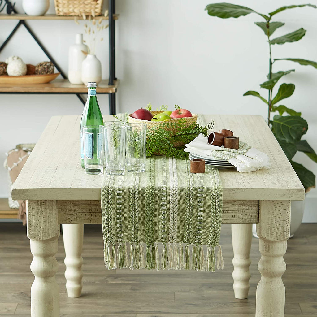 Farmhouse Braided Table Runner, 15x72 Cotton Hand Woven