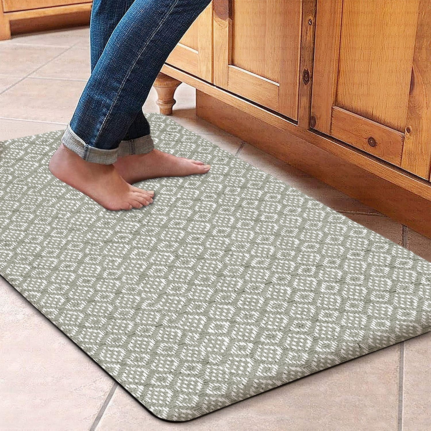 Cushioned Anti-Fatigue Kitchen Mats, 2 Sets of Waterproof and Non-Slip Kitchen  Comfort Mats for Kitchen,Gray 