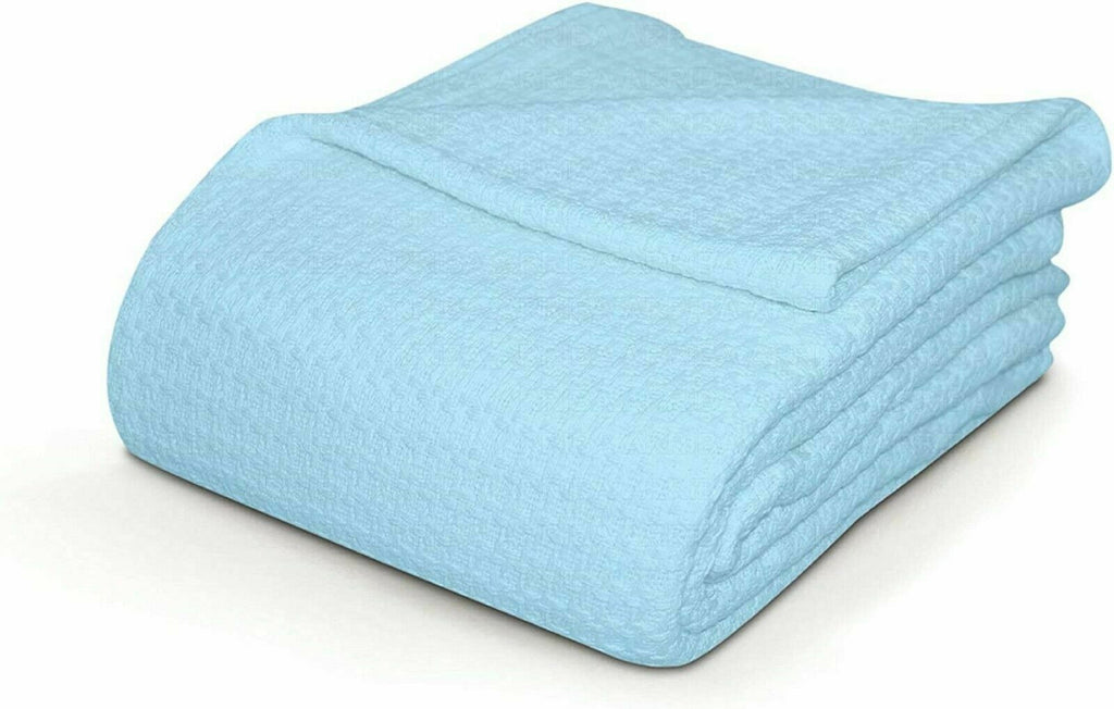 100% Combed Cotton Waffle Weave Soft Cozy All Season Thermal Blankets