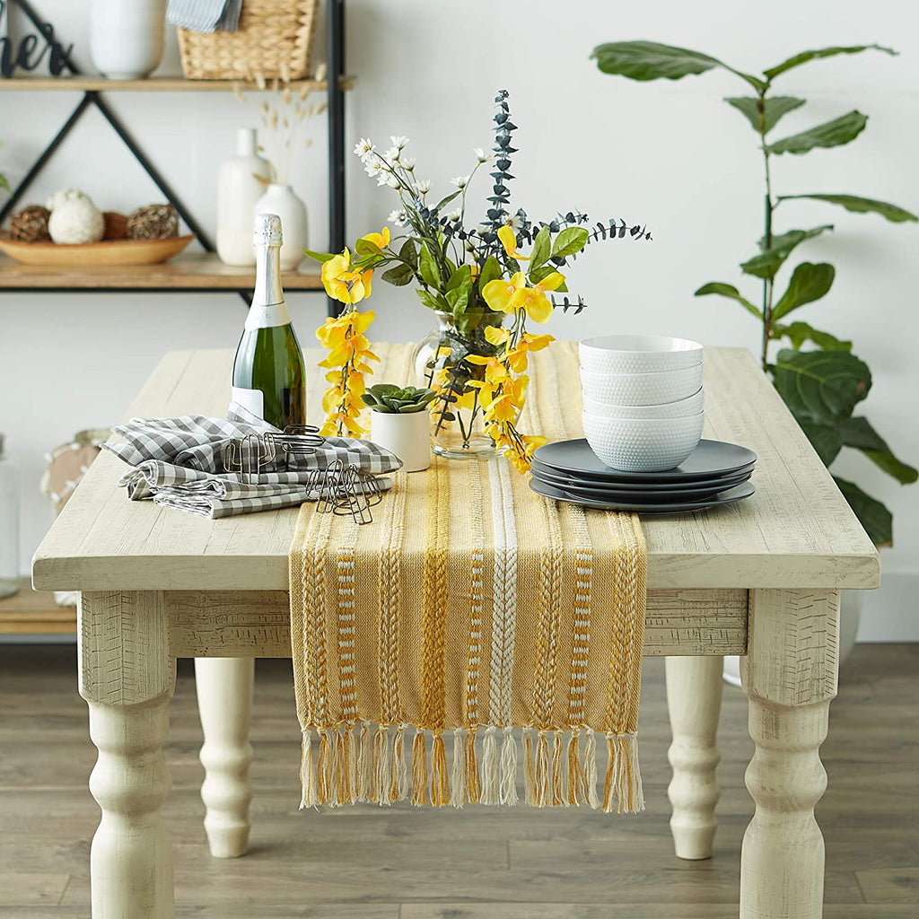 Farmhouse Braided Table Runner, 15x72 Cotton Hand Woven