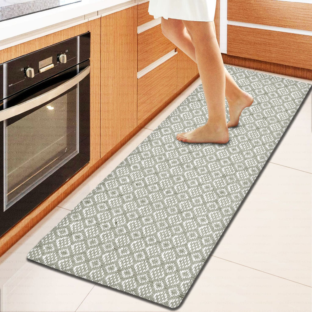 Kitchen Runner Rug/ Mat Cushioned Cotton Hand Woven Anti-Fatigue Mat Kitchen/Bathroom/Bed side 18x48''