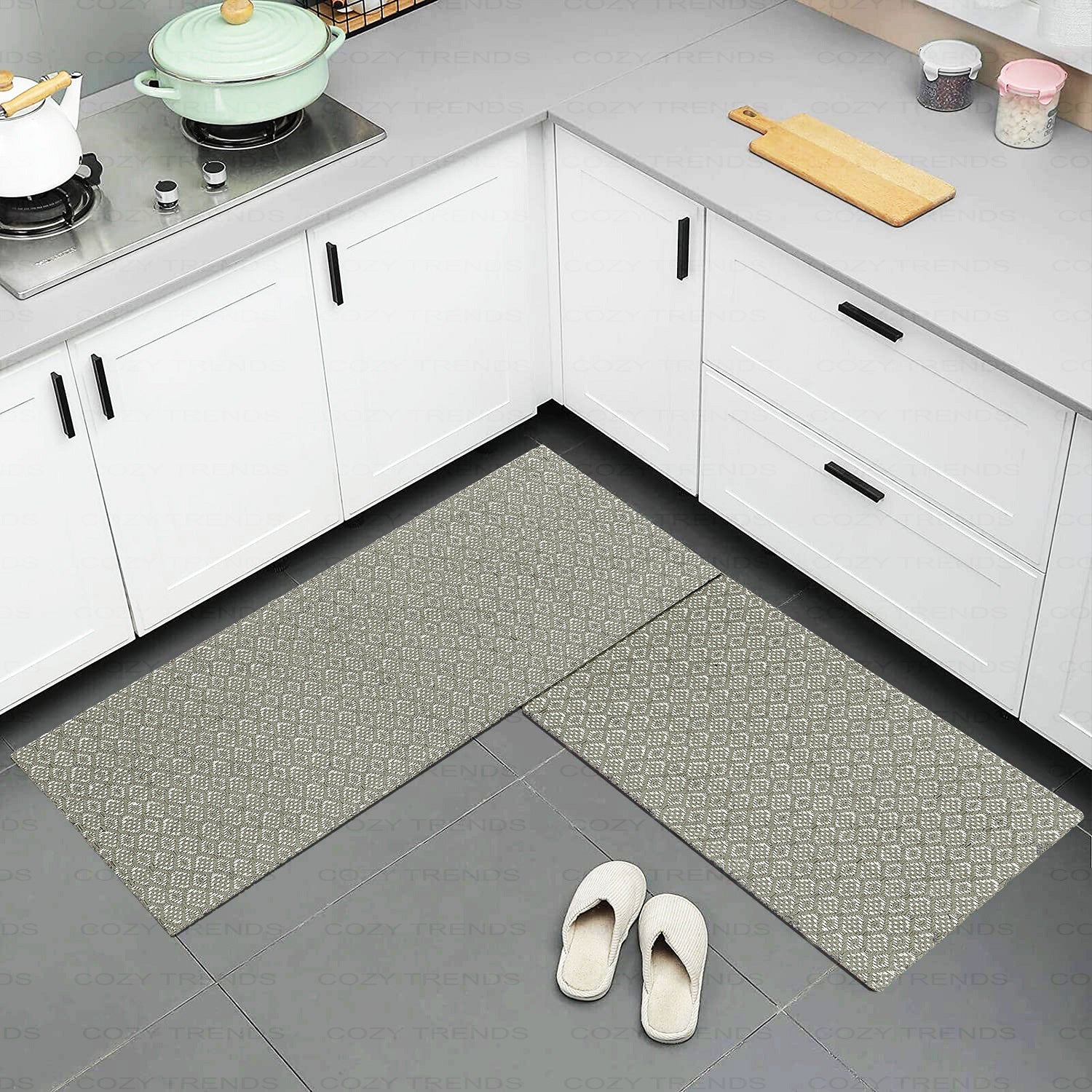 2Pcs Kitchen Mat Cushioned Anti-Fatigue Rug Non-Slip Floor Standing Carpet