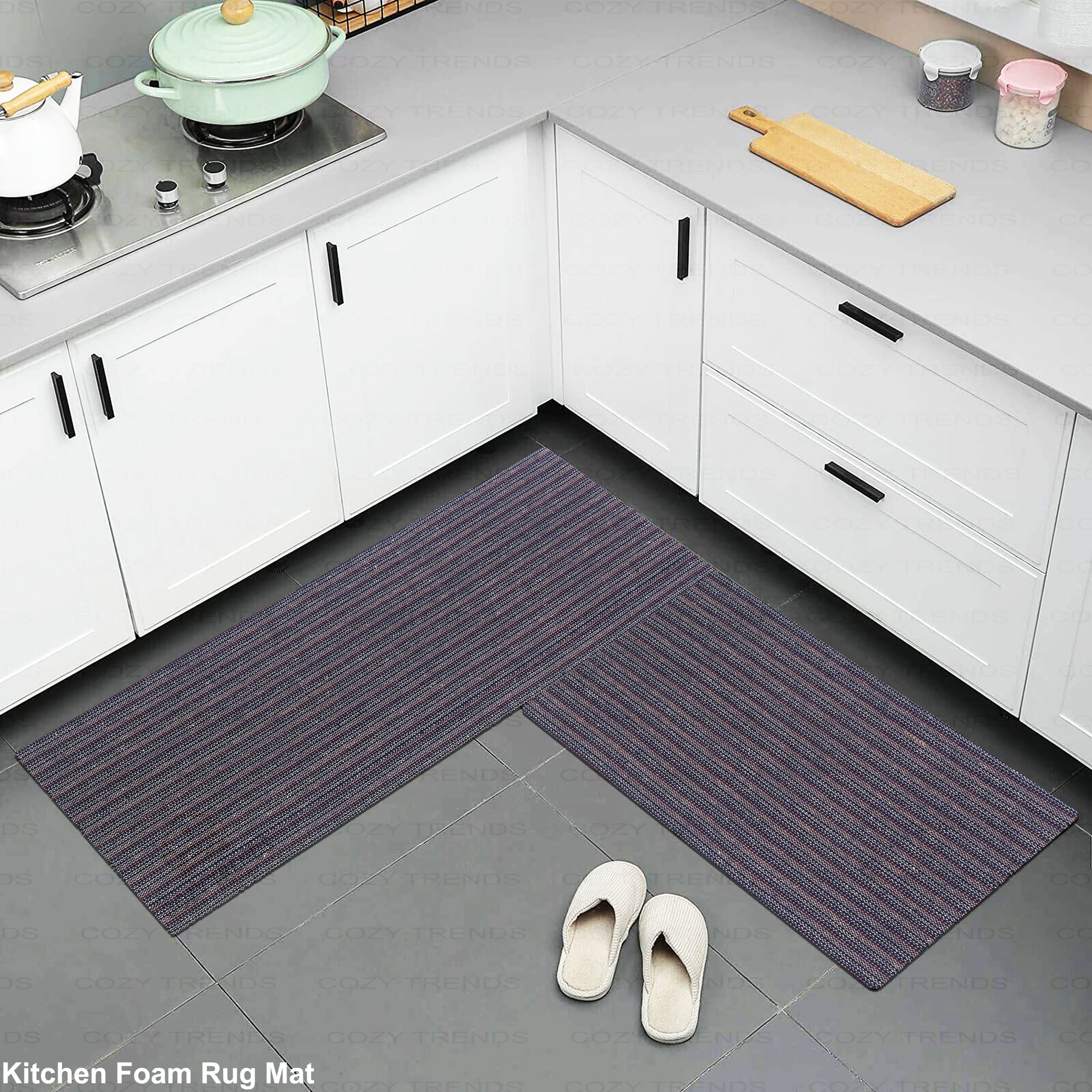 2 Pcs Kitchen Mat Cushioned Anti-Fatigue Non-Slip Floor Waterproof
