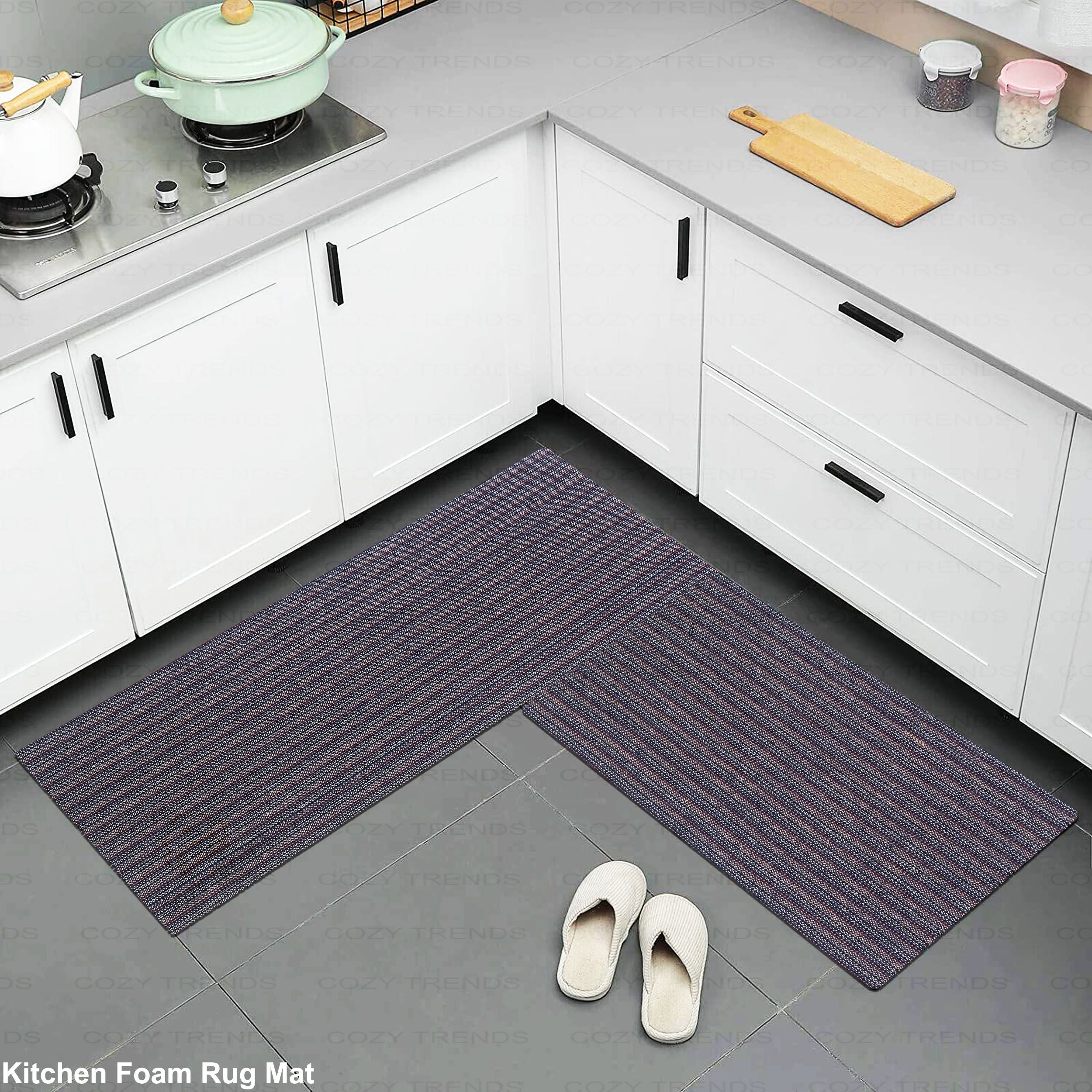 Kitchen Mats 2 PCS Anti Fatigue Kitchen Rugs Non Skid Waterproof